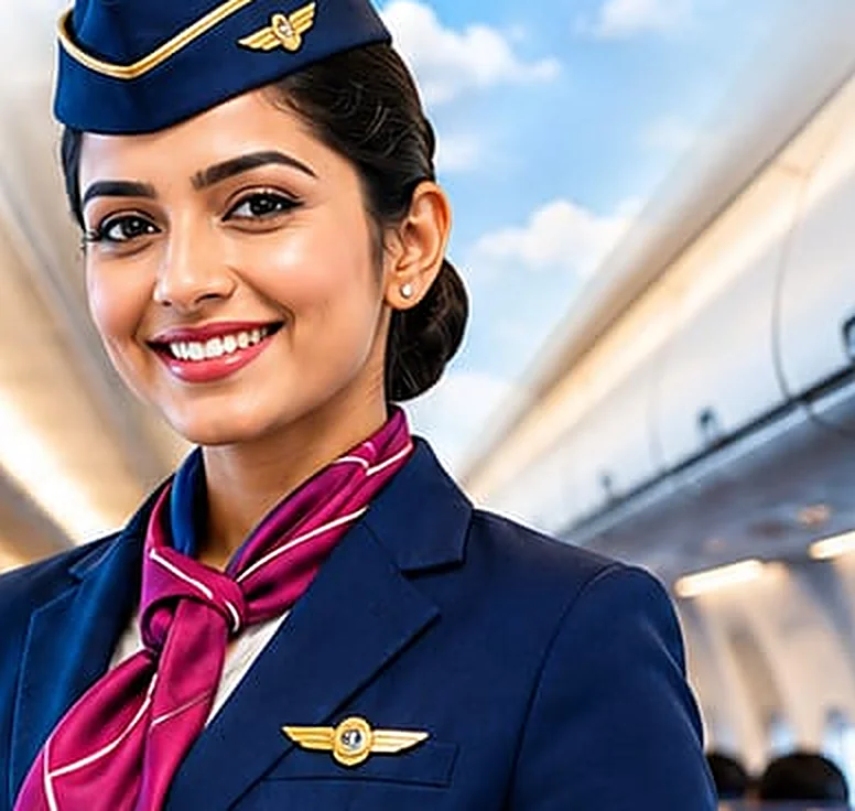 Air hostess trainee in uniform